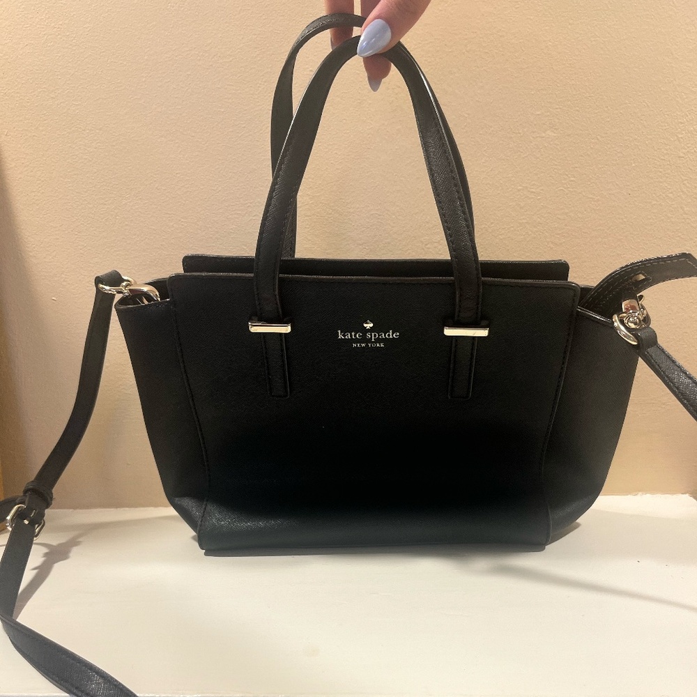 Kate Spade Black Saffiano Leather Satchel Crossbody Bag